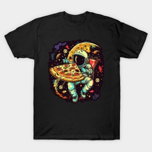 Astronaut with Pizza in Space T-Shirt